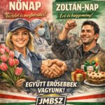 Március 8-i kettős ünnep a JMBSZ-nél: egyenruhás nőnap köszöntése tulipánnal és Zoltán-nap ünneplése tortával. Együtt erősebbek vagyunk!