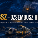 Csütörtöki JMBSZ Dzsembusz Hírmix 2026. július 23-án, professzionális hírszerkesztőségi arculattal, közlekedési, közéleti, gazdasági, világpolitikai, kulturális és sporthírekkel.