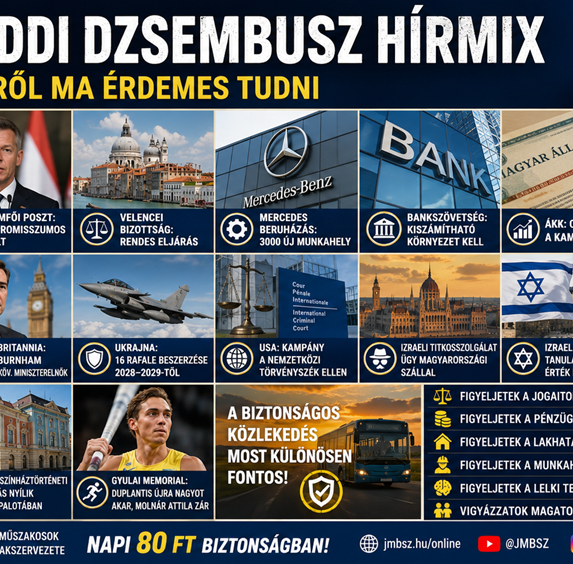 Keddi Dzsembusz Hírmix 2026. július 14-én JMBSZ szemmel, közéleti, gazdasági, nemzetközi, munkavállalói, közlekedésbiztonsági és sporthírekkel.