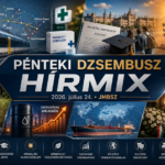 Pénteki JMBSZ Dzsembusz Hírmix 2026. július 24-én, vasútfejlesztéssel, gyógyszeráfa-csökkentéssel, felvételi hírekkel, hőhullámmal, munkavédelemmel, környezetvédelemmel, gazdasági és sporthírekkel.