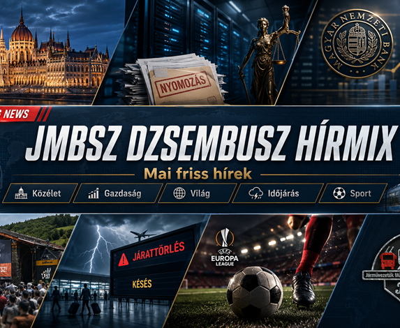 Szerdai Dzsembusz Hírmix 2026. július 22-én JMBSZ szemmel, közéleti, gazdasági, világpolitikai, időjárási, közlekedési és sporthírekkel, professzionális hírszerkesztőségi arculattal.