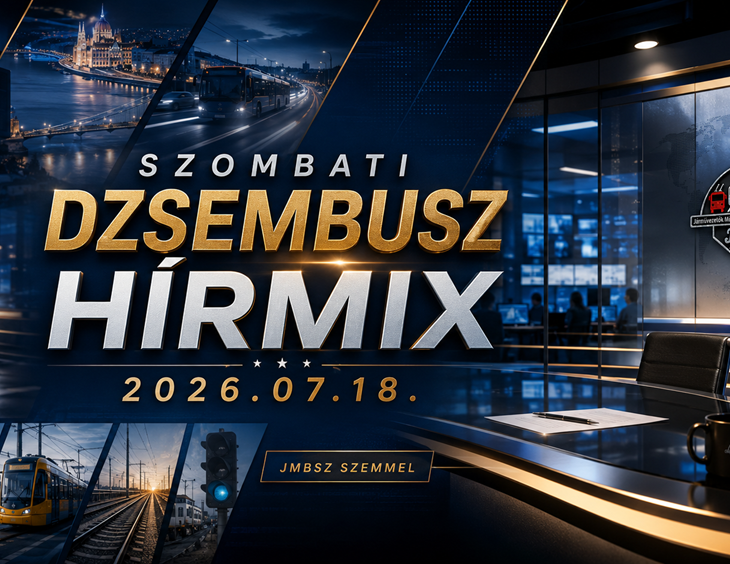 Szombati Dzsembusz Hírmix 2026. július 18-án JMBSZ szemmel, professzionális szakszervezeti hírszerkesztőségi arculattal, közlekedési, munkavállalói, gazdasági, közéleti és sporthírekkel.