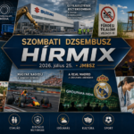 Szombati JMBSZ Dzsembusz Hírmix 2026. július 25-én, közmédia, jogállam, Suzuki-fejlesztés, fürdőzési tilalom, TikTok gyermekvédelem, erdőtüzek, Művészetek Völgye, Forma–1 és Real Madrid hírekkel.