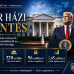 JMBSZ hírplakát a Fehér Ház 2026. augusztus 2-i heti jelentéséről: 126 éves bűnözési mélypont, Netanyahu és Zelenskyy Fehér Házi látogatása, kínai választói adatügy, 56 milliárd dollár megállított csalás és 1,45 milliárd dollár új beruházás.