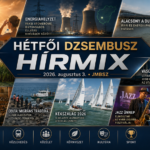 Hétfői JMBSZ Dzsembusz Hírmix 2026. augusztus 3-án, rekordhőséggel, paksi energiahelyzettel, alacsony Duna-vízállással, Velencei-tó vízgazdálkodással, vasúti fejlesztésekkel, Ceuta tragédiájával, Kékszalaggal és Jazzfőváros kulturális hírrel.