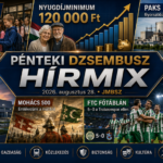 Pénteki JMBSZ Dzsembusz Hírmix 2026. augusztus 28-án, 120 ezer forintos nyugdíjminimummal, paksi munkálatokkal, debreceni CATL-gyárral, rászoruló gyermekek tanszercsomagjaival, Mohács 500 emlékévvel, Ferencváros Európa-liga-főtáblával és Bajnokok Ligája hírekkel.