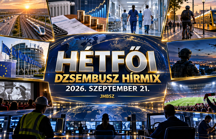 Hétfői Dzsembusz Hírmix 2026. szeptember 21. – közlekedési, gazdasági, egészségügyi, európai, biztonsági, kulturális és sporthírek.