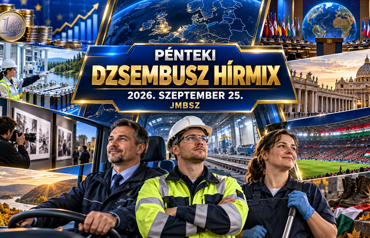 Pénteki Dzsembusz Hírmix 2026. szeptember 25. – gazdaság, euró, akkumulátoripar, ENSZ, vatikáni hírek, sajtó, sport és munkavállalói biztonság.