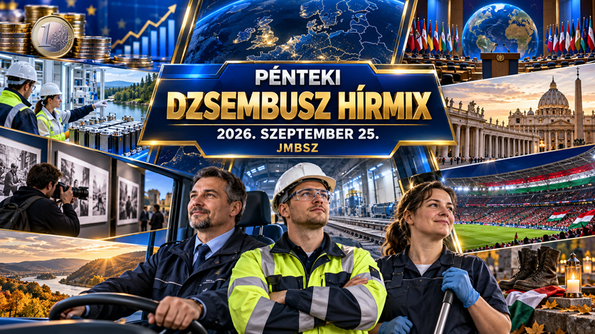 Pénteki Dzsembusz Hírmix 2026. szeptember 25. – gazdaság, euró, akkumulátoripar, ENSZ, vatikáni hírek, sajtó, sport és munkavállalói biztonság.
