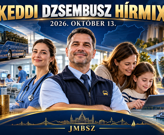 Keddi Dzsembusz Hírmix 2026. október 13. – autóbusz-vezető, egészségügyi dolgozó, pedagógus és gyermek a JMBSZ napi hírmontázsán