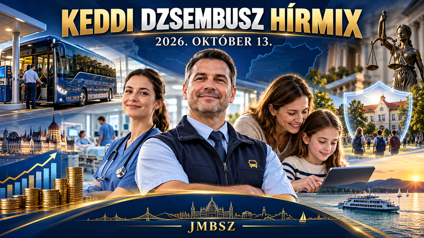 Keddi Dzsembusz Hírmix 2026. október 13. – autóbusz-vezető, egészségügyi dolgozó, pedagógus és gyermek a JMBSZ napi hírmontázsán